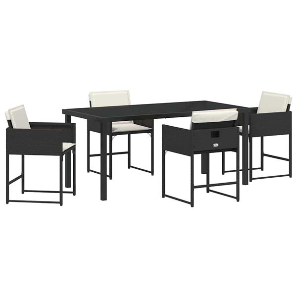 Grote foto vidaxl tuin eetset 5 pcs zwart poly rattan tuin en terras tuinmeubelen