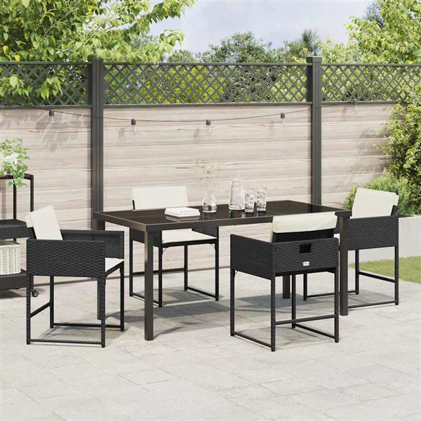 Grote foto vidaxl tuin eetset 5 pcs zwart poly rattan tuin en terras tuinmeubelen