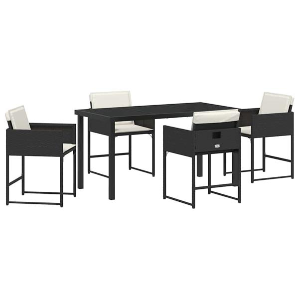 Grote foto vidaxl tuin eetset 5 pcs zwart poly rattan tuin en terras tuinmeubelen
