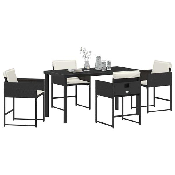 Grote foto vidaxl tuin eetset 5 pcs zwart poly rattan tuin en terras tuinmeubelen