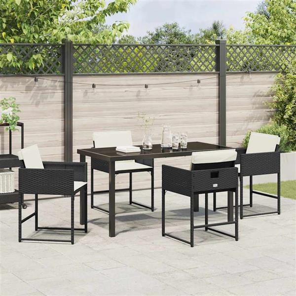Grote foto vidaxl tuin eetset 5 pcs zwart poly rattan tuin en terras tuinmeubelen