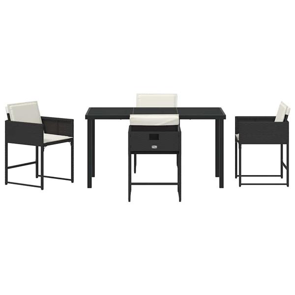 Grote foto vidaxl tuin eetset 5 pcs zwart poly rattan tuin en terras tuinmeubelen
