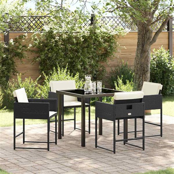 Grote foto vidaxl tuin eetset 5 pcs zwart poly rattan tuin en terras tuinmeubelen