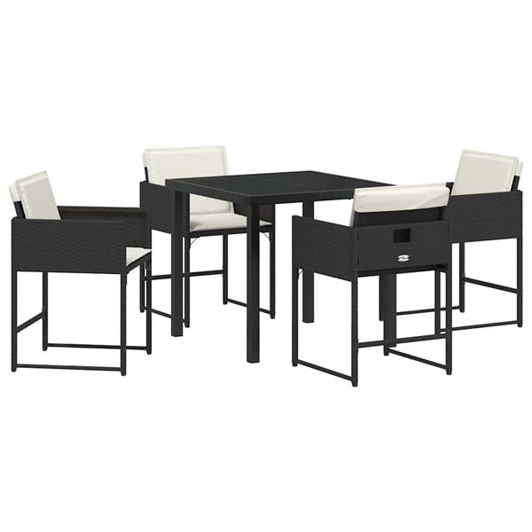 Grote foto vidaxl tuin eetset 5 pcs zwart poly rattan tuin en terras tuinmeubelen