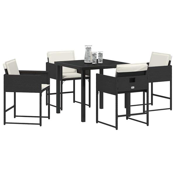 Grote foto vidaxl tuin eetset 5 pcs zwart poly rattan tuin en terras tuinmeubelen