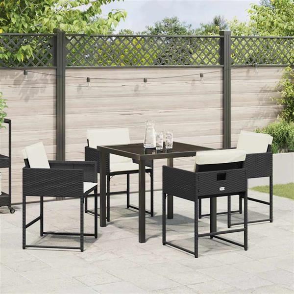 Grote foto vidaxl tuin eetset 5 pcs zwart poly rattan tuin en terras tuinmeubelen
