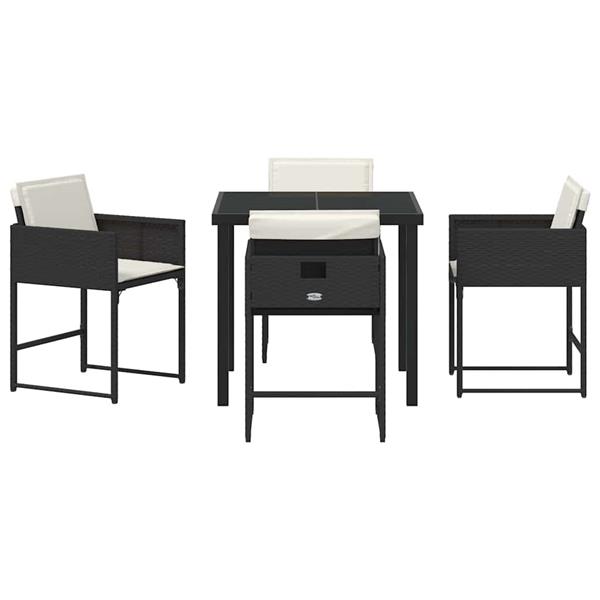Grote foto vidaxl tuin eetset 5 pcs zwart poly rattan tuin en terras tuinmeubelen