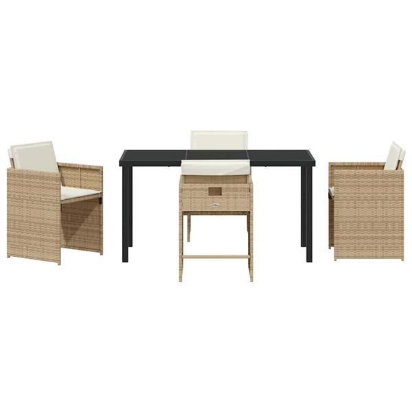 Grote foto vidaxl tuin eetset 5 pcs beige poly rattan tuin en terras tuinmeubelen