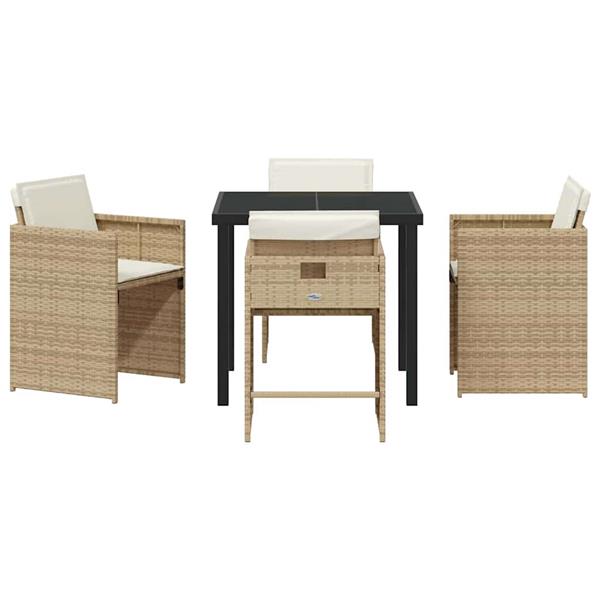 Grote foto vidaxl tuin eetset 5 pcs beige poly rattan tuin en terras tuinmeubelen