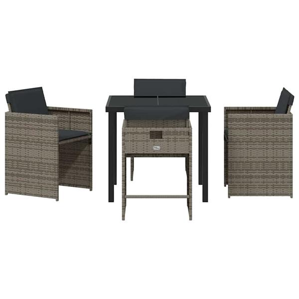 Grote foto vidaxl tuin eetset 5 pcs grijs poly rattan tuin en terras tuinmeubelen