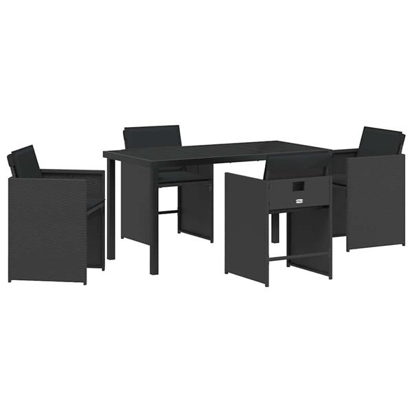 Grote foto vidaxl tuin eetset 5 pcs zwart poly rattan tuin en terras tuinmeubelen