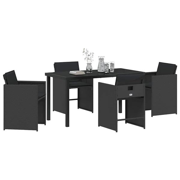 Grote foto vidaxl tuin eetset 5 pcs zwart poly rattan tuin en terras tuinmeubelen