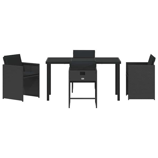 Grote foto vidaxl tuin eetset 5 pcs zwart poly rattan tuin en terras tuinmeubelen