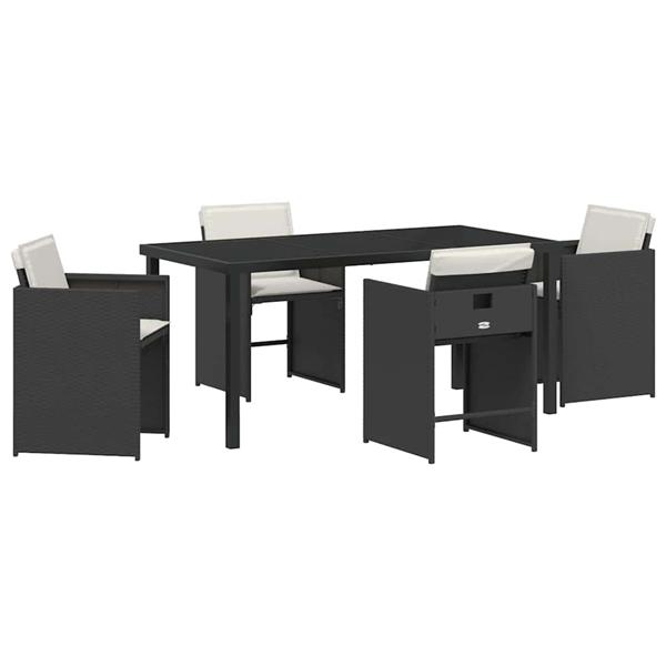 Grote foto vidaxl tuin eetset 5 pcs zwart poly rattan tuin en terras tuinmeubelen
