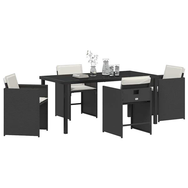 Grote foto vidaxl tuin eetset 5 pcs zwart poly rattan tuin en terras tuinmeubelen