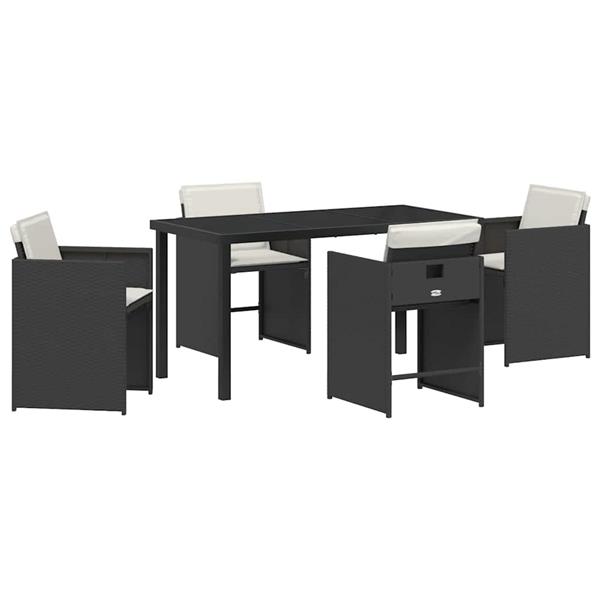 Grote foto vidaxl tuin eetset 5 pcs zwart poly rattan tuin en terras tuinmeubelen