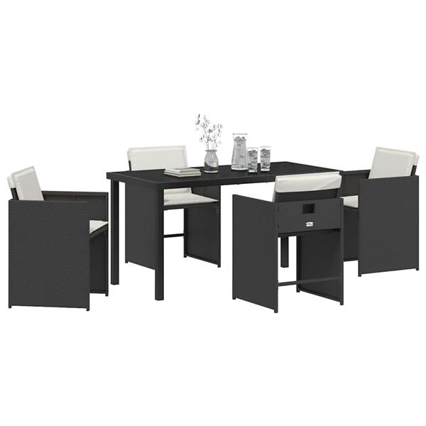 Grote foto vidaxl tuin eetset 5 pcs zwart poly rattan tuin en terras tuinmeubelen