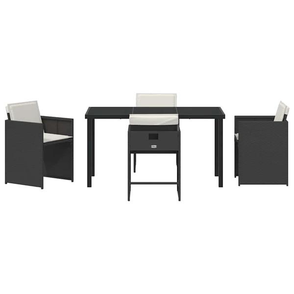 Grote foto vidaxl tuin eetset 5 pcs zwart poly rattan tuin en terras tuinmeubelen