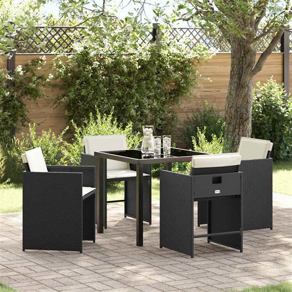 Grote foto vidaxl tuin eetset 5 pcs zwart poly rattan tuin en terras tuinmeubelen