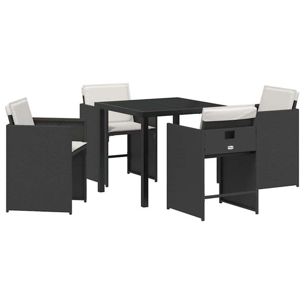 Grote foto vidaxl tuin eetset 5 pcs zwart poly rattan tuin en terras tuinmeubelen