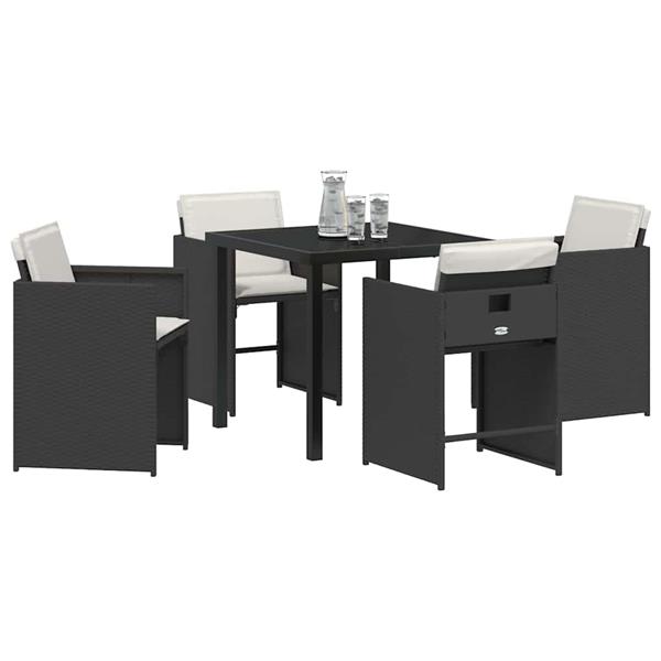 Grote foto vidaxl tuin eetset 5 pcs zwart poly rattan tuin en terras tuinmeubelen