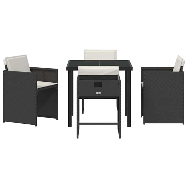 Grote foto vidaxl tuin eetset 5 pcs zwart poly rattan tuin en terras tuinmeubelen