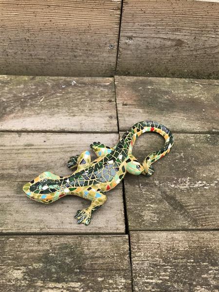 Grote foto een prachtige salamander in mozaiek stijl vrolijk beeldje huis en inrichting woningdecoratie