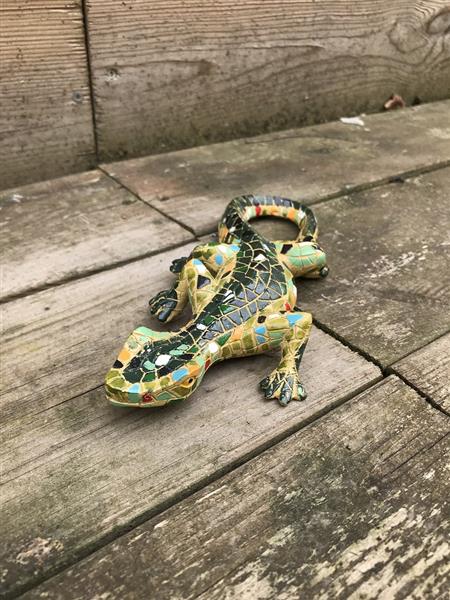 Grote foto een prachtige salamander in mozaiek stijl vrolijk beeldje huis en inrichting woningdecoratie