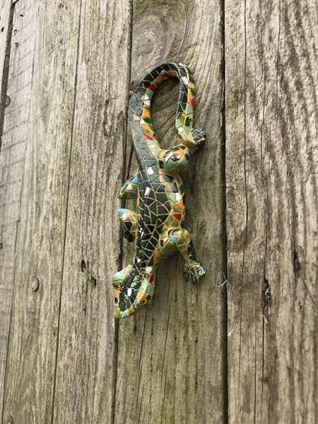 Grote foto een prachtige salamander in mozaiek stijl vrolijk beeldje huis en inrichting woningdecoratie