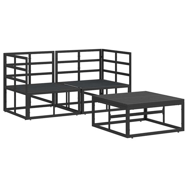 Grote foto vidaxl tuin sofa set met kussen 3 pcs zwart aluminium tuin en terras tuinmeubelen