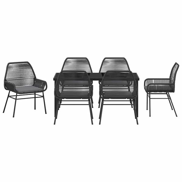 Grote foto vidaxl tuin eetset 7 pcs zwart poly rattan tuin en terras tuinmeubelen