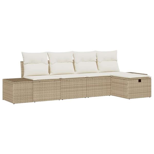 Grote foto vidaxl tuin sofa set met kussen 5 pcs beige 55 x 62 x 69 cm poly riet tuin en terras tuinmeubelen