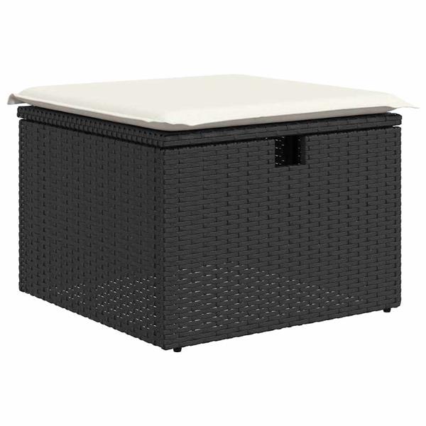 Grote foto vidaxl tuin sofa set met kussen met opslag 7 pcs zwart poly riet tuin en terras tuinmeubelen