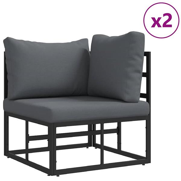 Grote foto vidaxl tuin sofa set met kussen 3 pcs zwart aluminium tuin en terras tuinmeubelen