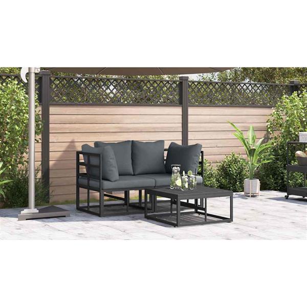 Grote foto vidaxl tuin sofa set met kussen 3 pcs zwart aluminium tuin en terras tuinmeubelen