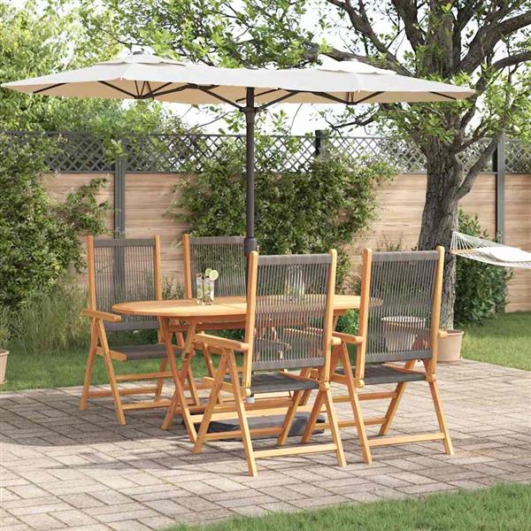 Grote foto vidaxl tuin eetset 5 pcs grijs massief acaciahout en poly rattan tuin en terras tuinmeubelen
