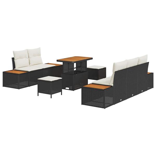 Grote foto vidaxl tuin sofa set met kussen 8 pcs zwart poly riet tuin en terras tuinmeubelen