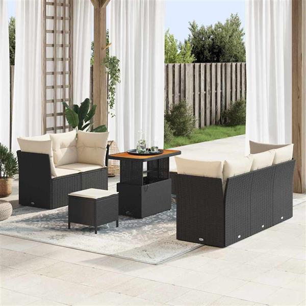Grote foto vidaxl tuin sofa set 8 pcs zwart poly rattan tuin en terras tuinmeubelen