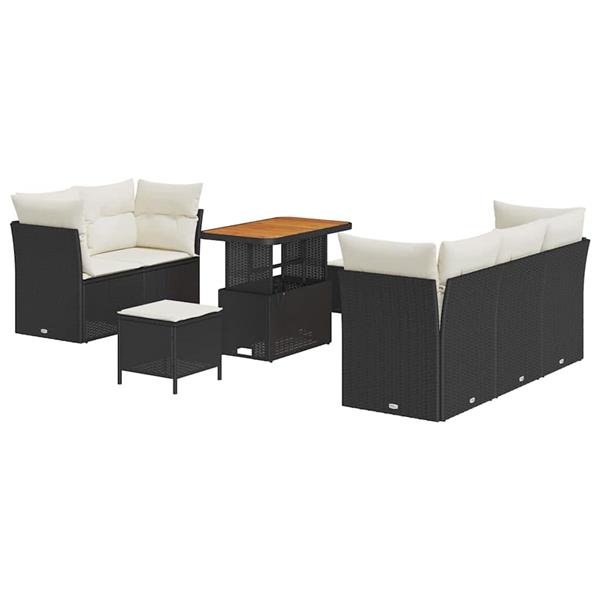 Grote foto vidaxl tuin sofa set 8 pcs zwart poly rattan tuin en terras tuinmeubelen