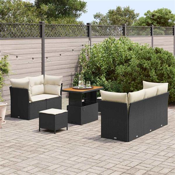 Grote foto vidaxl tuin sofa set 8 pcs zwart poly rattan tuin en terras tuinmeubelen