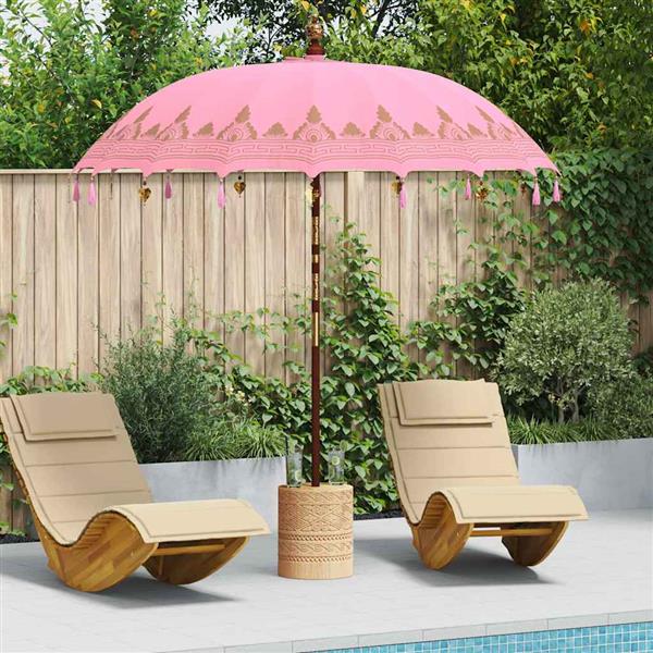 Grote foto vidaxl balinese parasol roze 210 220 x 260 cm katoen en massief hout tuin en terras overige tuin en terras