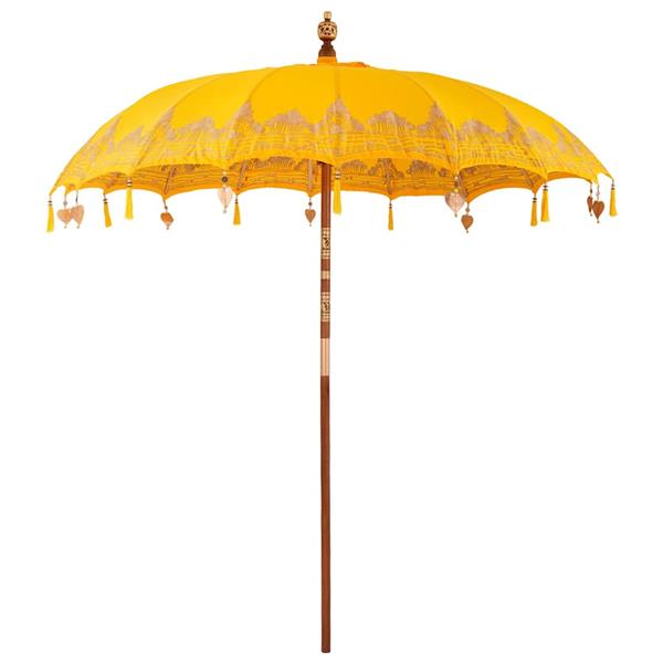 Grote foto vidaxl balinese parasol geel 210 220 x 260 cm katoen en massief hout tuin en terras overige tuin en terras