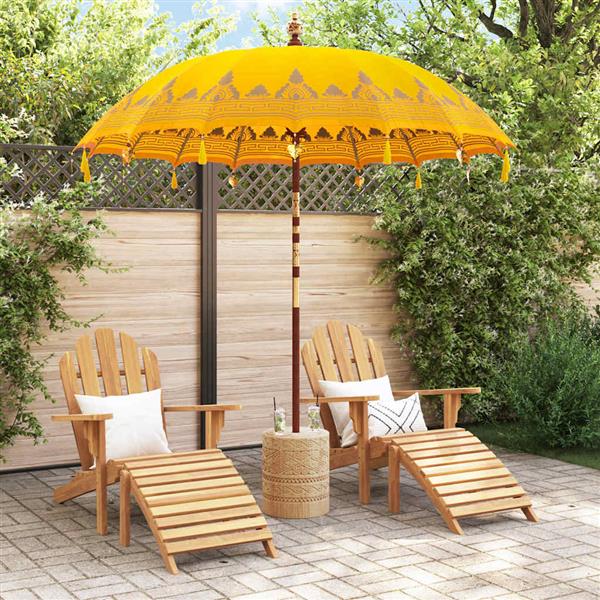 Grote foto vidaxl balinese parasol geel 210 220 x 260 cm katoen en massief hout tuin en terras overige tuin en terras