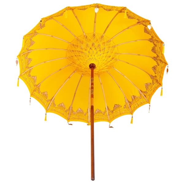 Grote foto vidaxl balinese parasol geel 210 220 x 260 cm katoen en massief hout tuin en terras overige tuin en terras