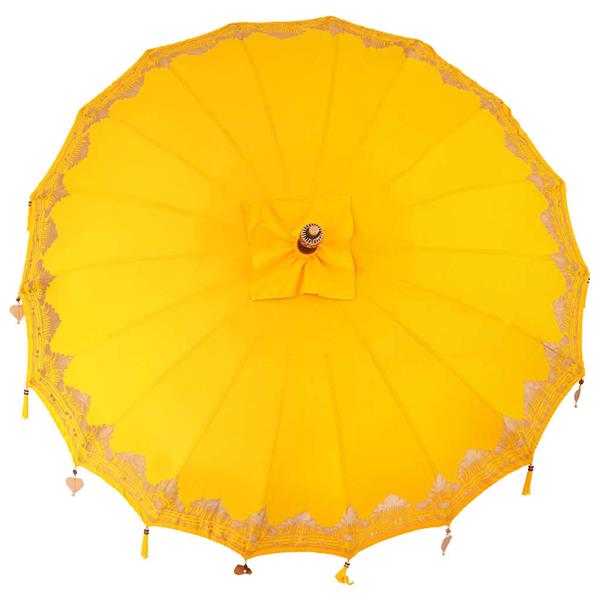 Grote foto vidaxl balinese parasol geel 210 220 x 260 cm katoen en massief hout tuin en terras overige tuin en terras