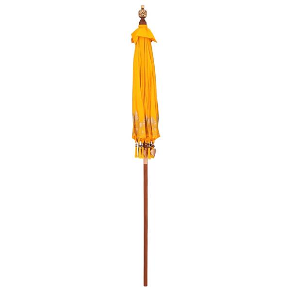 Grote foto vidaxl balinese parasol geel 180 190 x 260 cm katoen en massief hout tuin en terras overige tuin en terras