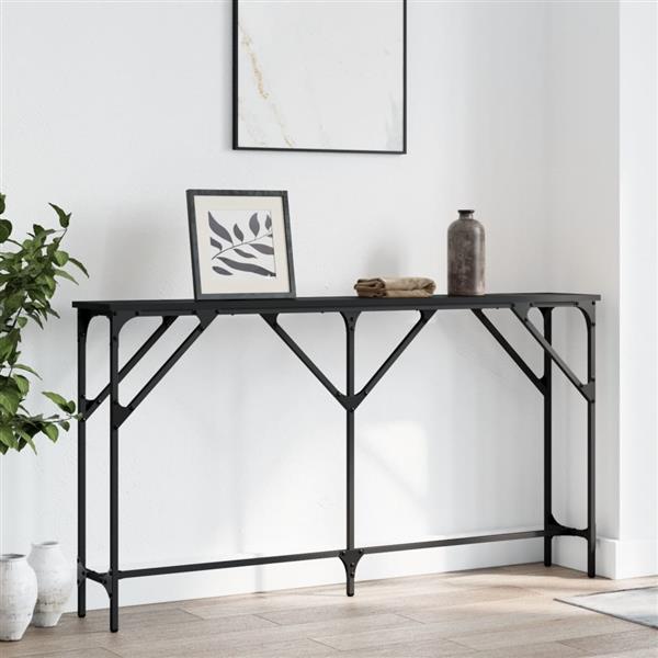 Grote foto vidaxl wandtafel 140x23x75 cm bewerkt hout zwart huis en inrichting eettafels