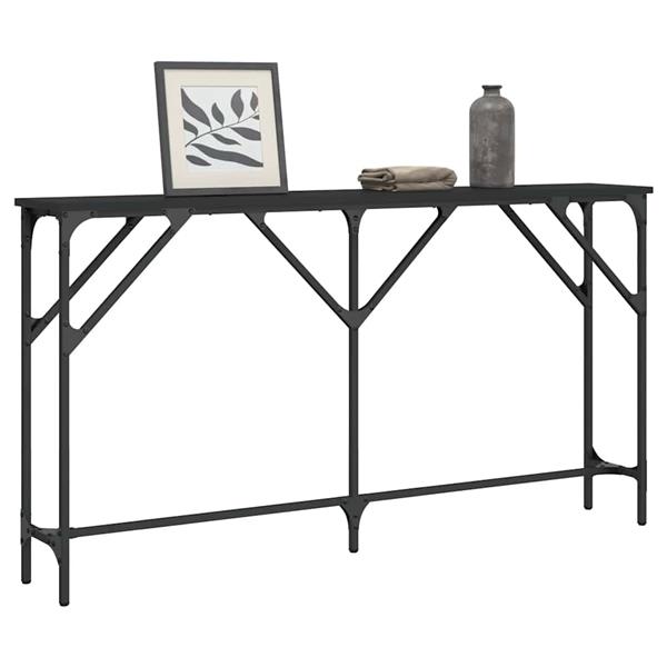 Grote foto vidaxl wandtafel 140x23x75 cm bewerkt hout zwart huis en inrichting eettafels