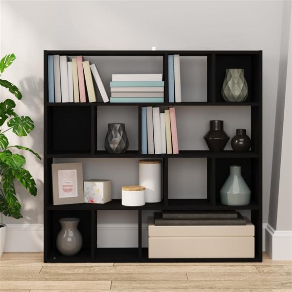 Grote foto vidaxl boekenkast kamerscherm 105x24x102 cm zwart huis en inrichting overige huis en inrichting