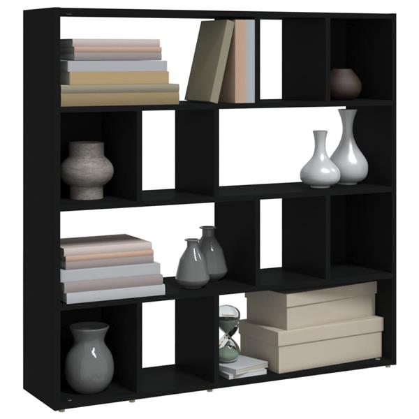 Grote foto vidaxl boekenkast kamerscherm 105x24x102 cm zwart huis en inrichting overige huis en inrichting